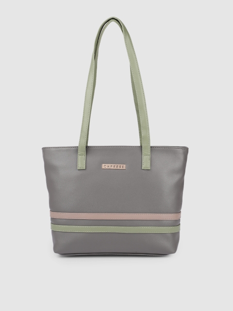 

Caprese Grey Melange Solid MUNICH Structured Shoulder Bag with Applique