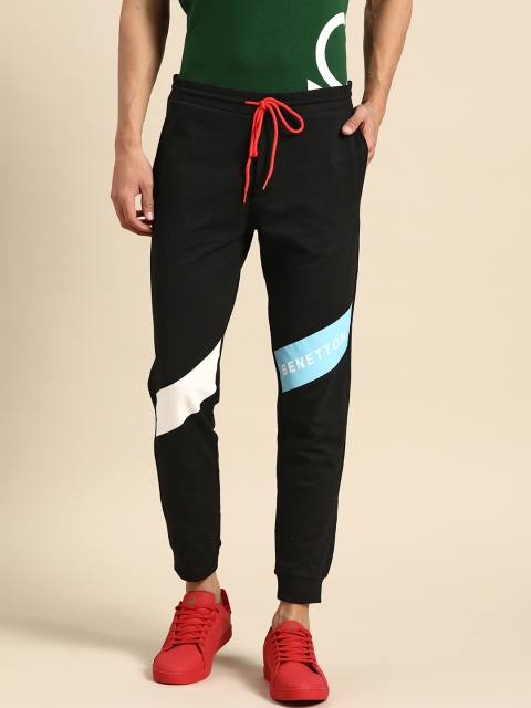 

United Colors of Benetton Men Black Lounge Joggers With Brand Logo Details