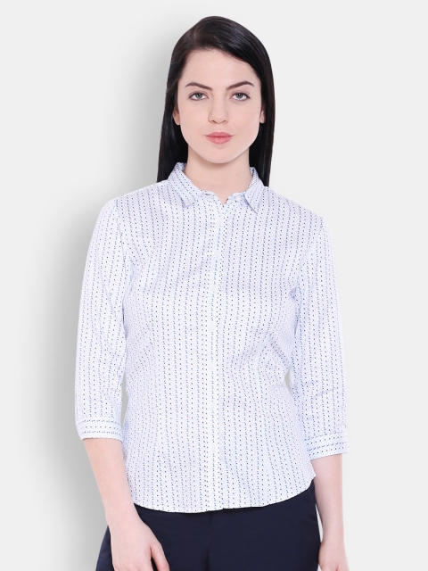 

Allen Solly Woman White & Blue Printed Slim Fit Casual Shirt