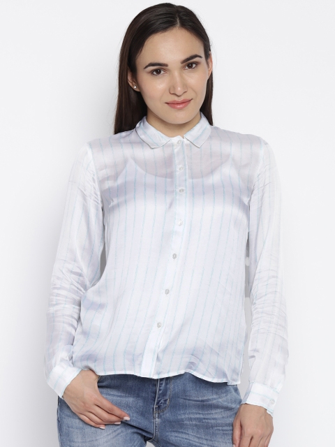 

Allen Solly Woman Women White Striped Casual Shirt