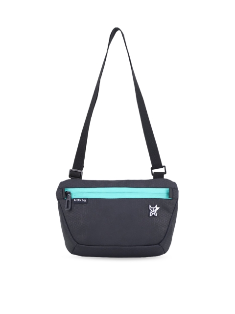 

Arctic Fox Blue Colourblocked PU Structured Sling Bag with Applique