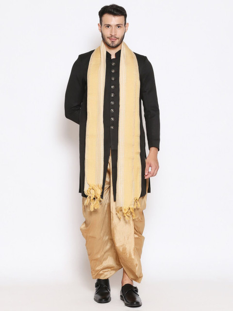 

Dupatta Bazaar Men Beige & White Woven Design Cotton Silk Dupatta