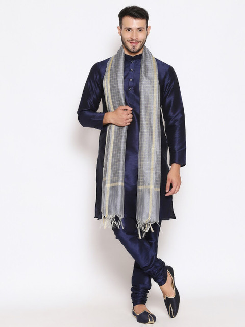 

Dupatta Bazaar Men Grey & Gold-Toned Woven Design Cotton Silk Dupatta