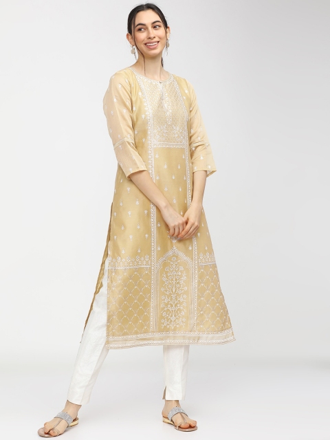 

Vishudh Women Beige Ethnic Motifs Gotta Patti Kurta