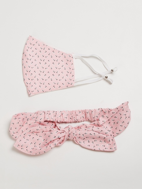 

Ginger by Lifestyle Women Pink Printed Outdoor Mask with Hairband