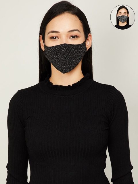 

Ginger by Lifestyle Women Pack Of 2 Printed Reusable Cloth Mask, Black