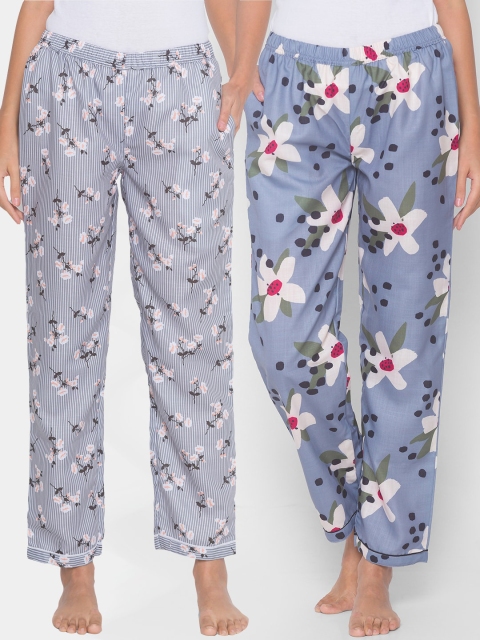 

FashionRack Women Pack of 2 Grey Printed Lounge Pants