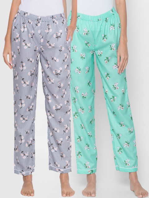 

FashionRack Women Grey & Blue Pack of 2 Printed Track Pants