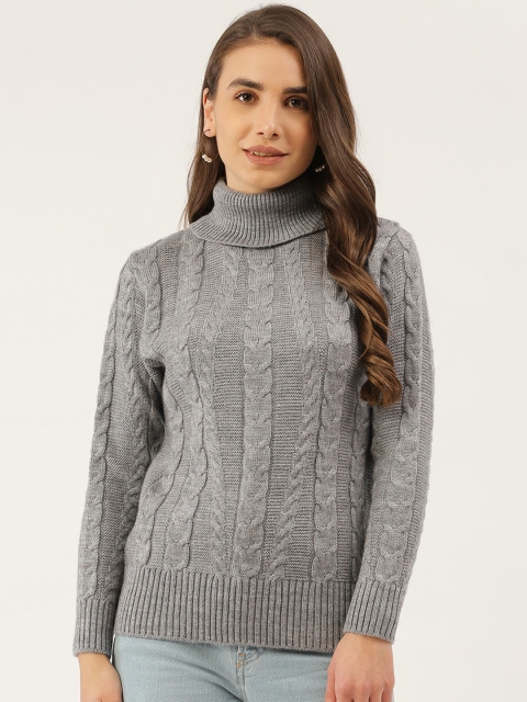 

BROOWL Women Grey Woollen Pullover