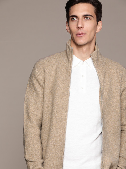 

MANGO MAN Beige Solid Cardigan