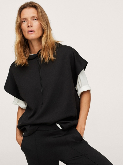 

MANGO Women Black Hooded Sweatshirt