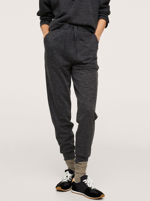 

MANGO Women Charcoal Grey Solid Joggers