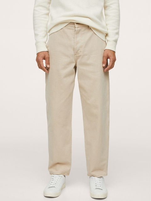 

MANGO MAN Cream-Coloured Pure Cotton Comfy Fit Jeans