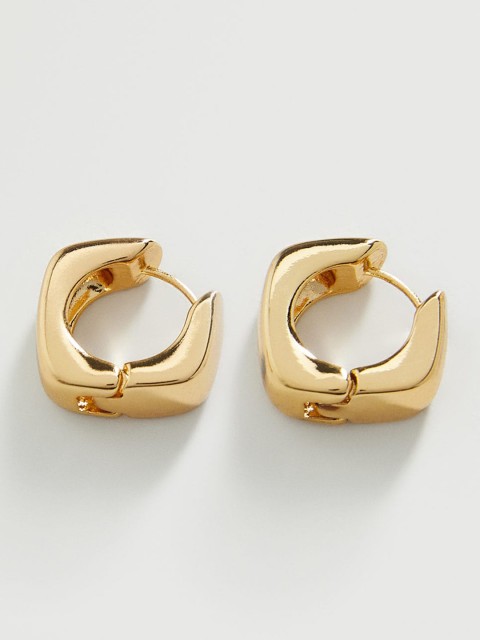 

MANGO Gold-Toned Crescent Shaped Huggie Hoop Earrings