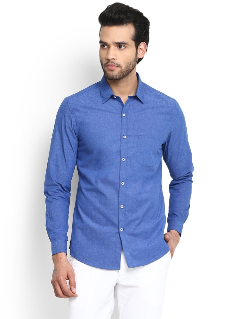 

MR BUTTON Men Blue Regular Fit Solid Casual Shirt