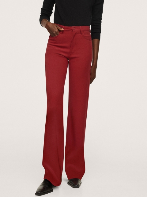 

MANGO Women Maroon Solid Bootcut Trousers