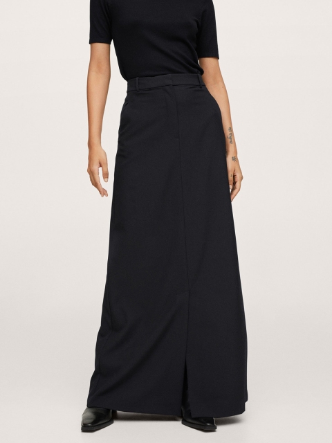 

MANGO Women Black Solid A-Line Maxi Skirt