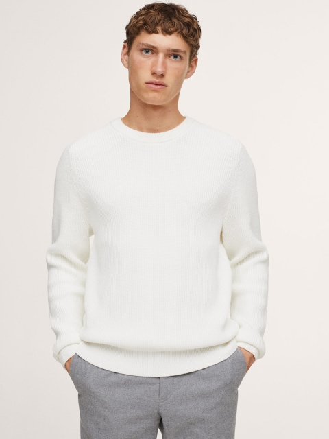 

MANGO MAN White Solid Pullover