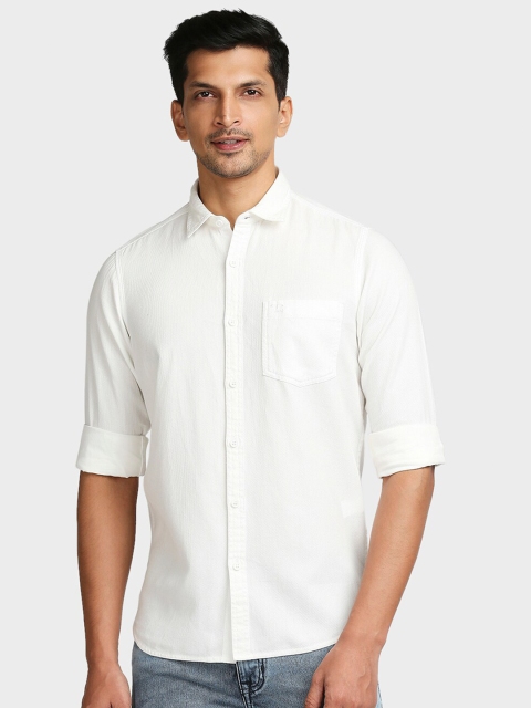 

ColorPlus Men White Tailored Fit Opaque Casual Shirt