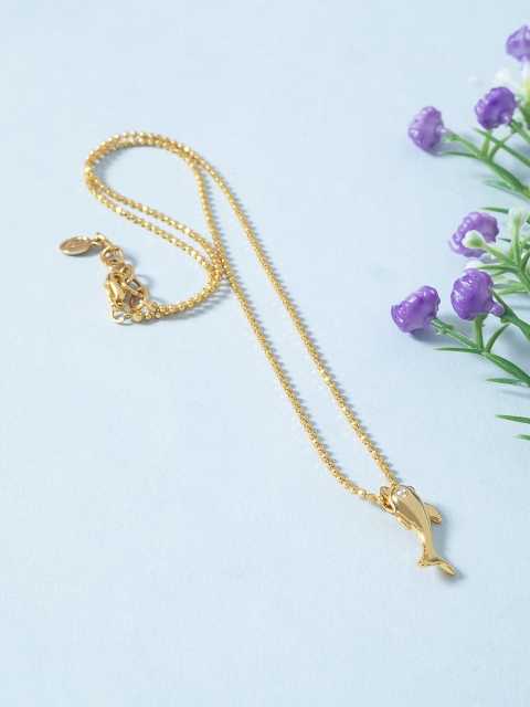 

Golden Peacock Gold-Toned Gold-Plated Chain With Dolphin Pendant