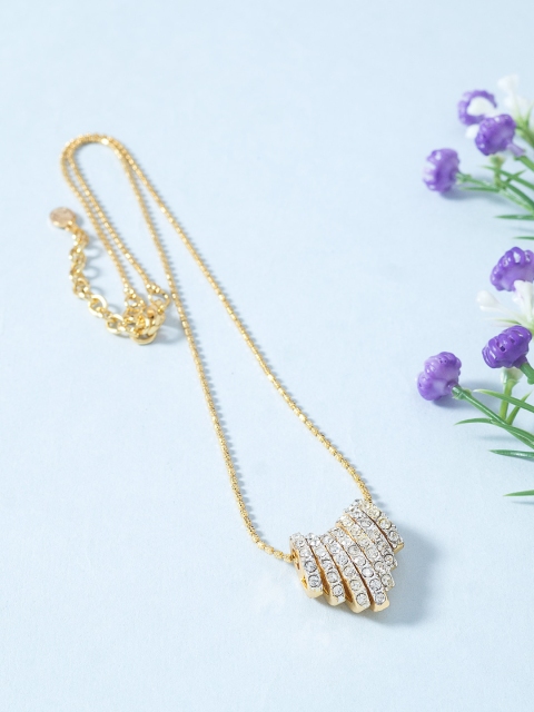 

Golden Peacock Gold-Toned & White Stone-Studded Jewellery Set