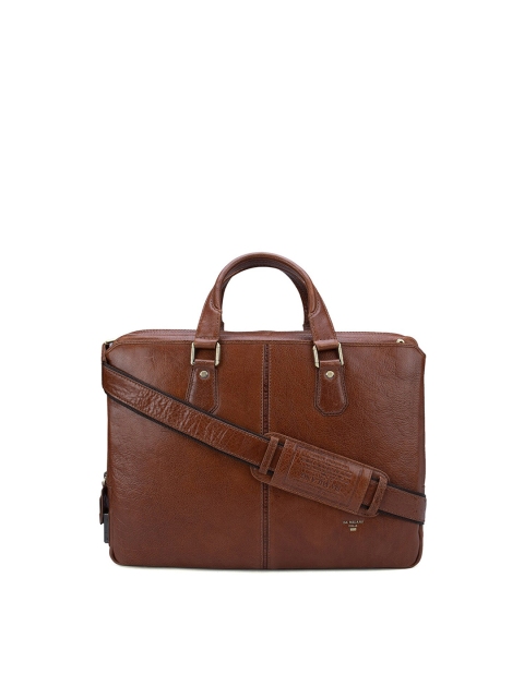 

Da Milano Unisex Brown Textured Leather Laptop Bag