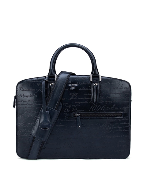 

Da Milano Unisex Blue Textured Leather Laptop Bag