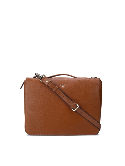 

Da Milano Unisex Brown Textured Leather Laptop Sleeve