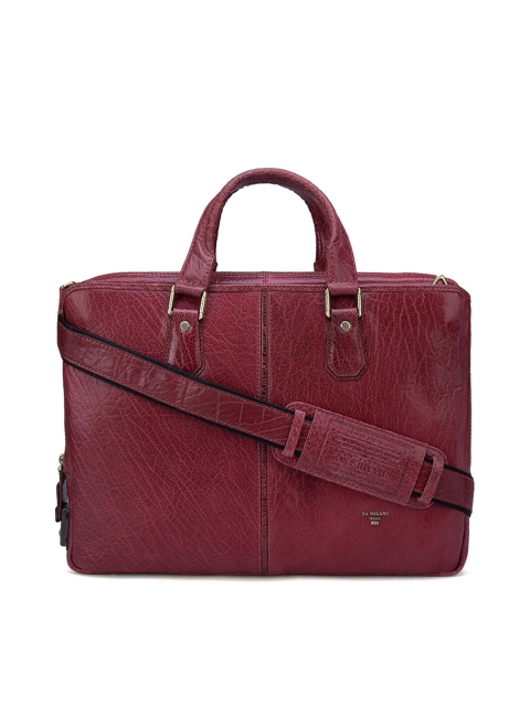 

Da Milano Unisex Burgundy Textured Leather Laptop Bag