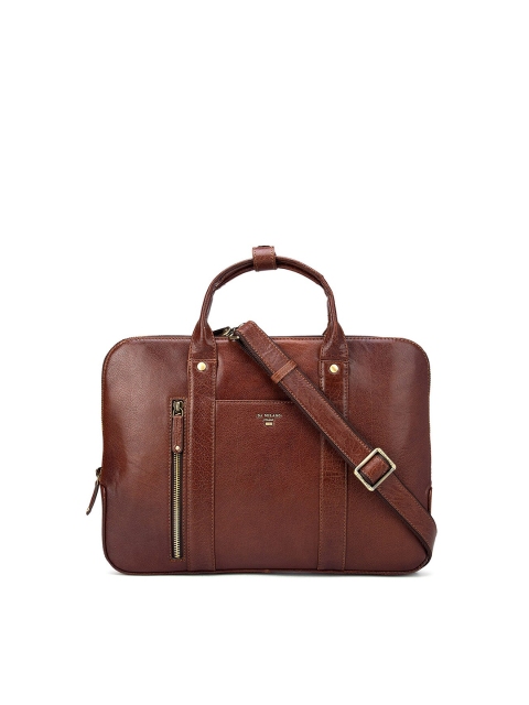 

Da Milano Unisex Brown Textured Leather Laptop Sleeve
