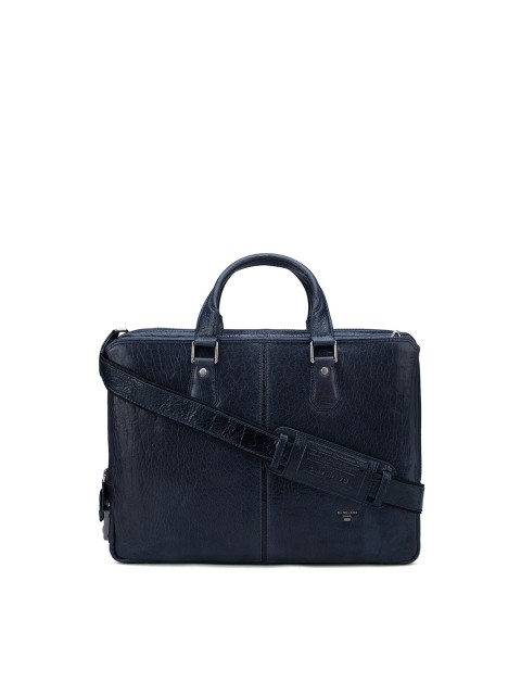 

Da Milano Unisex Navy Blue Textured Leather Laptop Bag