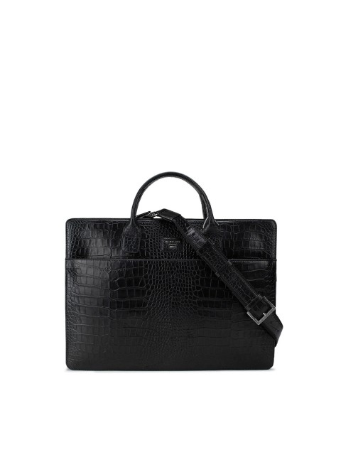 

Da Milano Adult Black Textured Leather Laptop Bag