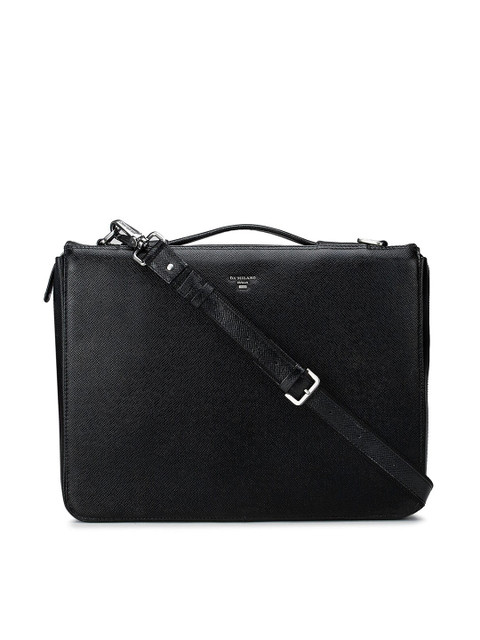 

Da Milano Unisex Black Textured Leather Laptop Sleeve