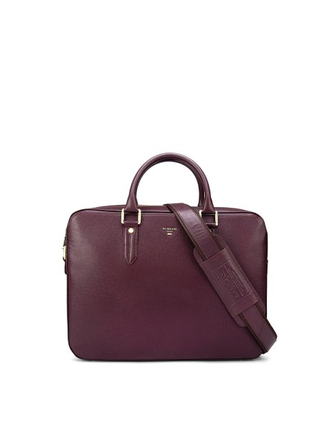 

Da Milano Unisex Burgundy Textured Leather Laptop Bag