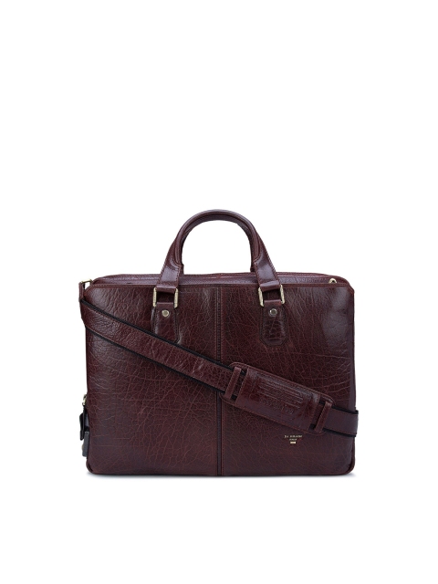 

Da Milano Unisex Burgundy Textured Leather Laptop Bag