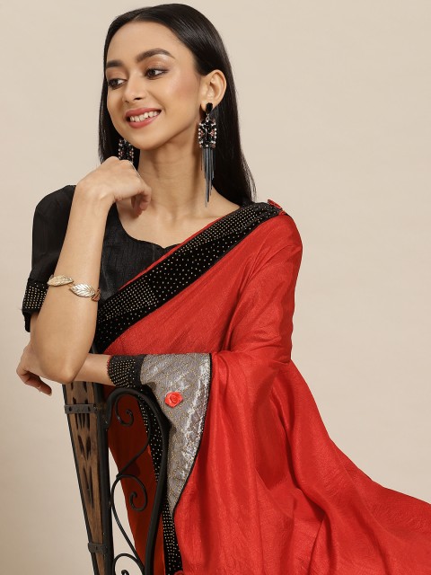 

Mitera Red Beads and Stones Saree