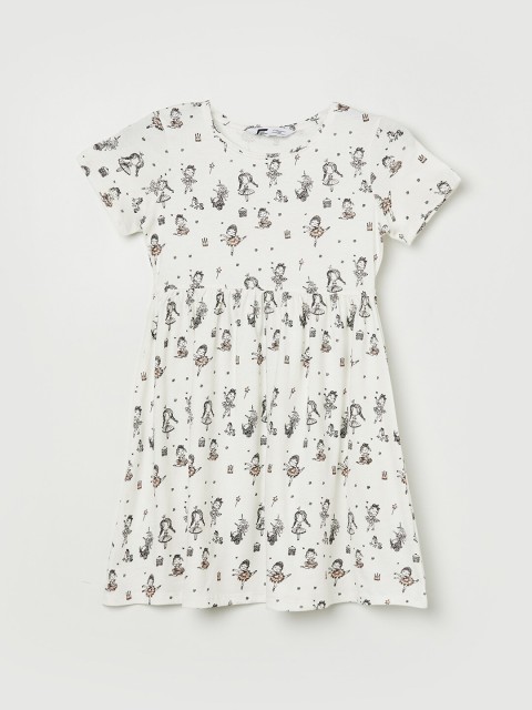 

Fame Forever by Lifestyle Off White & Black A-Line Pure Cotton Dress