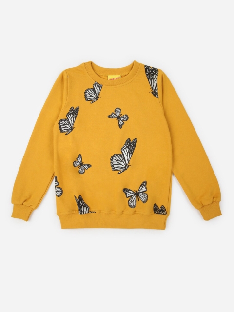 

Punkster Girls Mustard Yellow Printed Sweatshirt