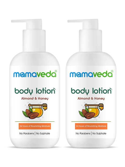 

Mamaveda Unisex Pack of 2 Almond and Honey Body Lotion 500ml, Cream