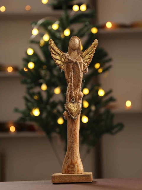 

Amoliconcepts Brown & Gold-Toned Angel With Beads Showpiece