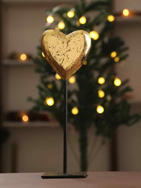 

Amoliconcepts Black & Gold-Toned Foiled Heart Showpiece