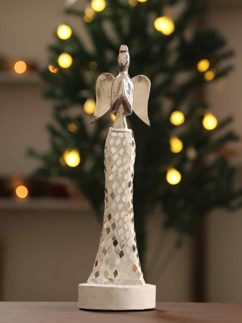 

Amoliconcepts Unisex Small Nickle plated Angel with Glass Mosaic Details, White