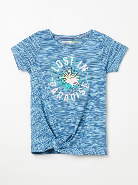 

Denimize by Fame Forever Girls Blue Tropical Twisted Regular Top