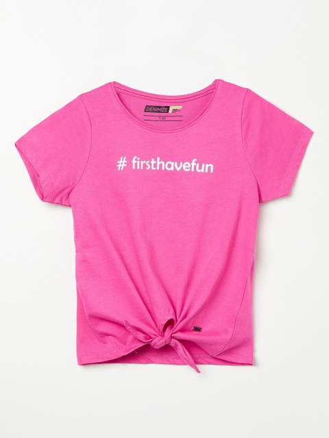 

Denimize by Fame Forever Pink Regular Pure Cotton Top