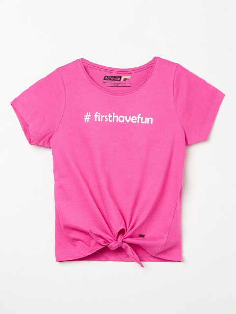 

Denimize by Fame Forever Pink Regular Pure Cotton Top