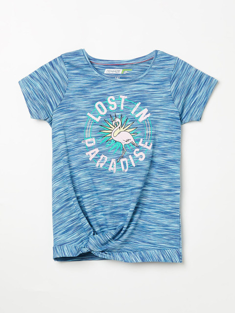 

Denimize by Fame Forever Blue Tropical Regular Top