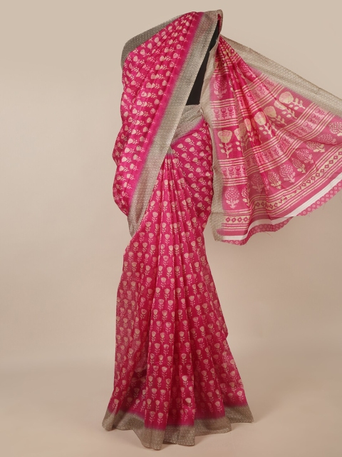 

Pothys Pink & Beige Floral Saree