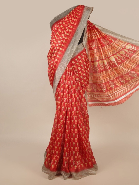

Pothys Red & Yellow Floral Saree