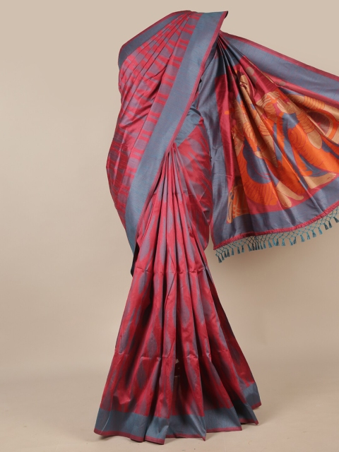 

Pothys Pink & Blue Ethnic Motifs Jute Silk Saree