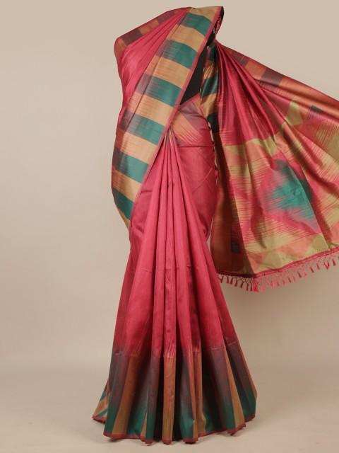 

Pothys Pink & Beige Jute Silk Saree